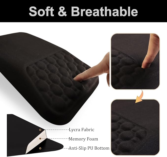 Ospelelf Keyboard Wrist Rest Ergonomic Mouse Pad with Wrist Rest, Arm Wrist Rest for Computer, Office and Gaming,Black - Image 2