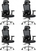 Marsail Ergonomic Office Chair with 6D Armrests, 3D Adjustable Headrest, Slide Seat, Lumbar Support, and 4-Position Tilt Lock – Big and Tall Office Chair with 330 lbs Capacity, Pack of 4 by Marsail