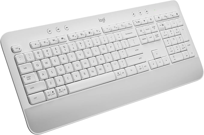 Logitech Signature K650 Comfort Full Size Wireless Keyboard - Off White | BLE Bluetooth or Logi Bolt USB receiver, deep-cushioned keys, integrated numpad, compatible with most OS, PC, Windows, Mac by Unknown