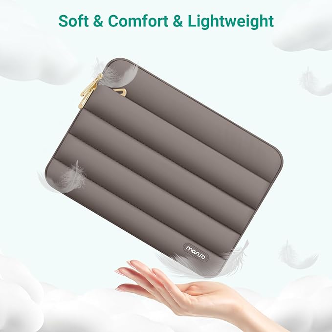 MOSISO Laptop Case 13.3 inch,13-13.3 inch Puffy Laptop Sleeve Carrying Case | Compatible with MacBook Neo/Air 13.6/Pro 13/14, HP Dell ASUS Lenovo, Polyester Horizontal Bag with Small Case, Taupe Brown - Image 6