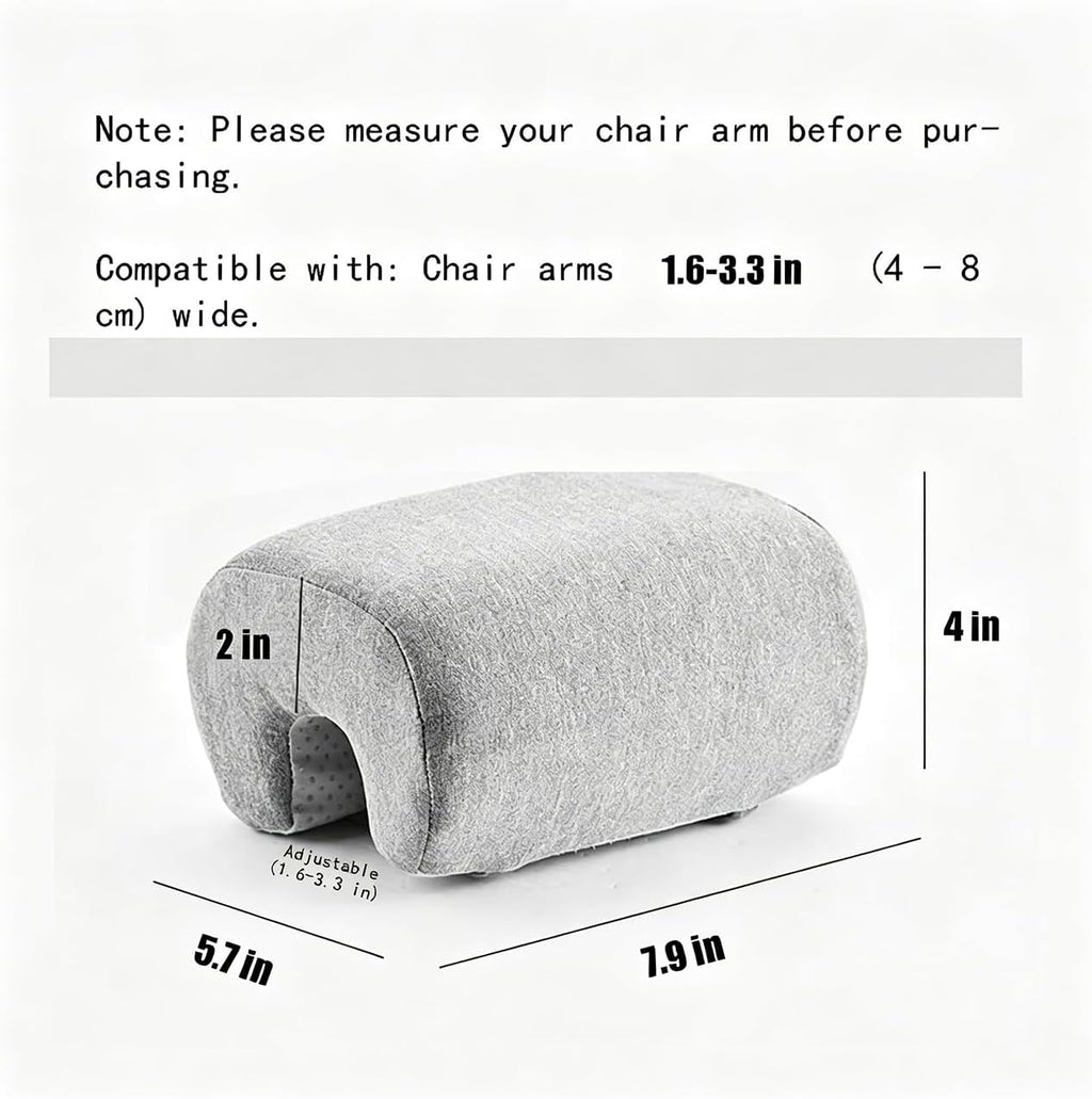 Armrest Cushion for Office Chairs - Soft Elbow Support Pad with Non-Slip Bottom, Fits Most Chairs 2-Piece (Gray) - Image 5