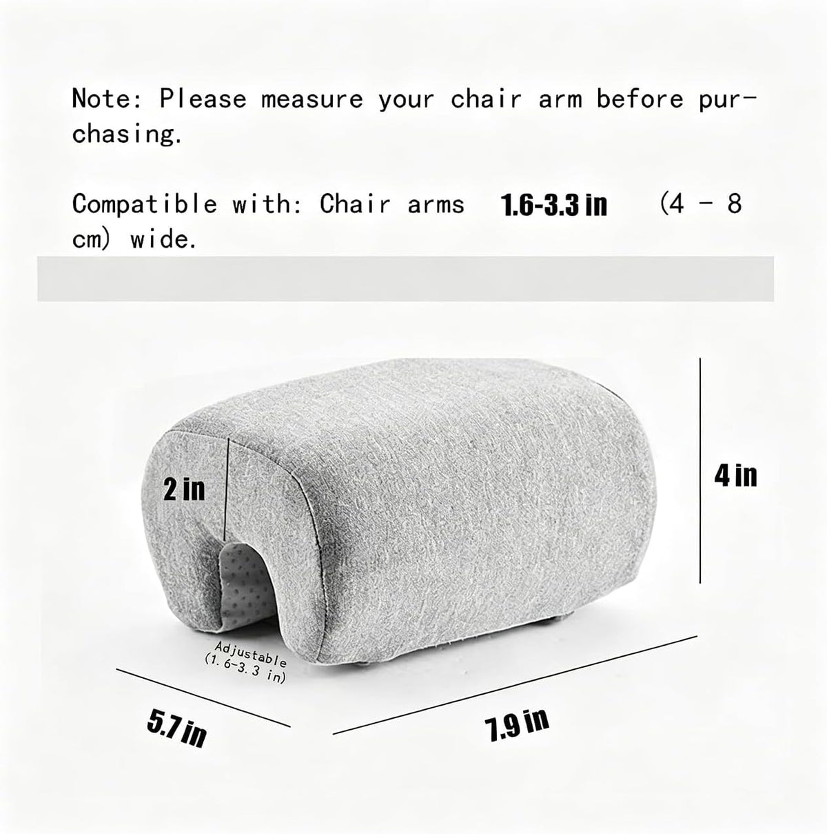 Armrest Cushion for Office Chairs - Soft Elbow Support Pad with Non-Slip Bottom, Fits Most Chairs 2-Piece (Gray) - Image 5