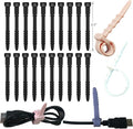 Silicone Zip Ties, Reusable Zip Ties, 20pcs Rubber Cable Ties Straps for Wire Management, Elastic Cable Organizer for Home Office Table Desk. Black 4.5” Cord Ties (20 Pcs Black) by GELIAL
