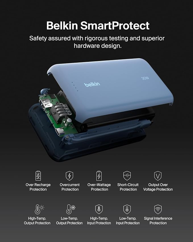 Belkin 20000mAh 30W USB C Power Bank, Portable Charger for iPhone & iPad | Fast Charging, Integrated USB C Cable, Eatra USB C Port, iPhone 17, iPad, Samsung Galaxy S26, Charge 2 Devices - Image 9