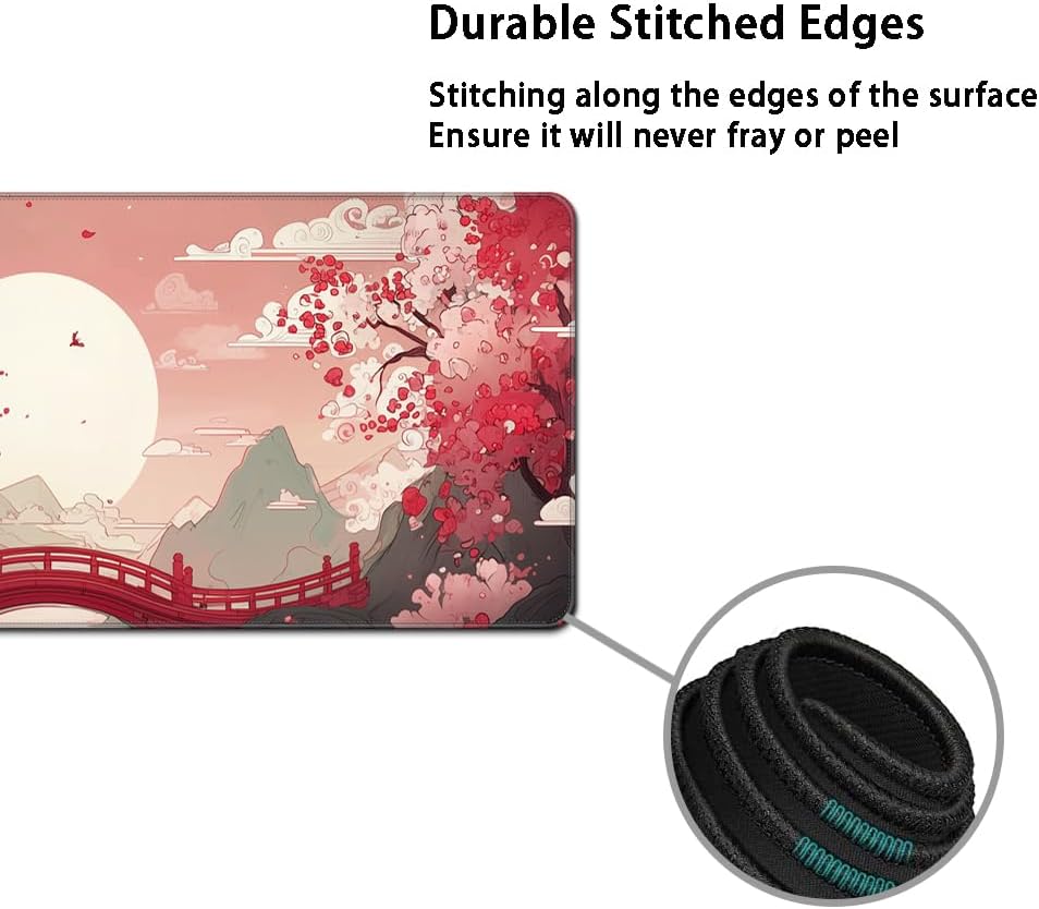 Desk Mat, Large Gaming Mouse Pad with Wrist Rest, 4 in1 XXL Mouse pad+Keyboard Wrist Rest+Mouse Pad Wrist Support+Cup Coaster Set, Ergonomic Desk Pad for Home Office, Japanese Sunrise - Image 4