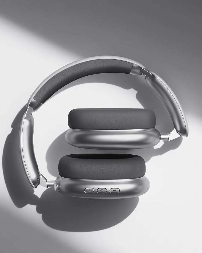Wentronic Y02 Active Noise Cancelling Wireless Headphones, Grey | Over-Ear, Bluetooth, 60H Playtime,Crystal Clear Calls, Hi-Res Audio, Big Bass, Foldable Lightweight for Travel Home Office - Image 3