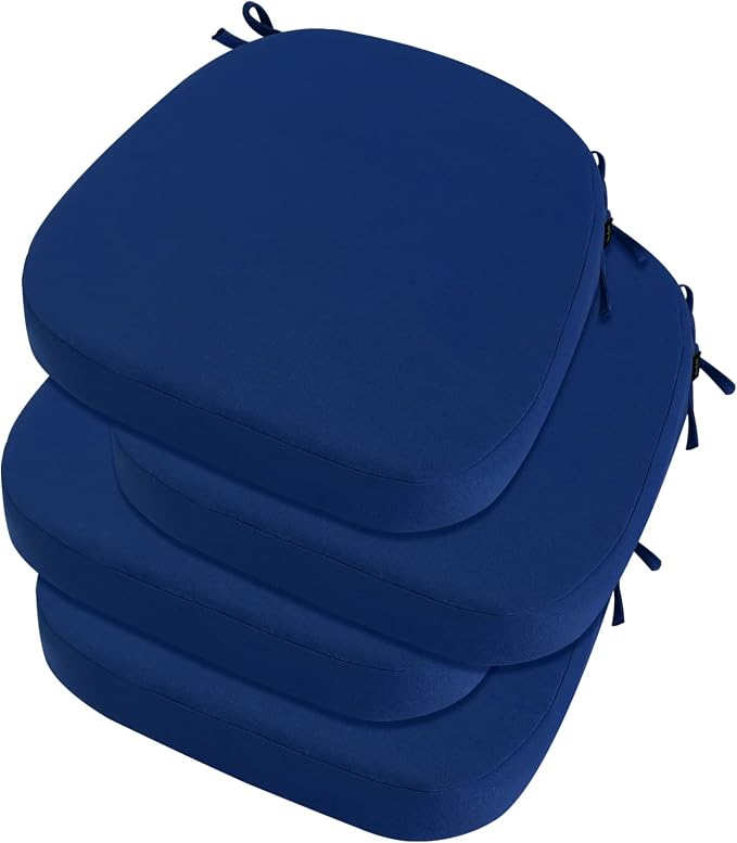 idee-home Outdoor Chair Cushions Set of 4, 19" x 19" D-Shaped | Thick Outdoor Seat Cushions Waterproof Patio Furniture with Ties Dining Pads by idee-home