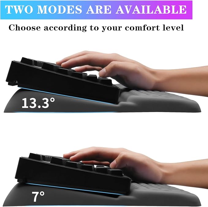 Computer Keyboard Stand with Wrist Rest, Ergonomic Tilted Keyboard Holder - Keyboard Riser with Wrist Pad - Keyboard Tray Support for Office Home - Gray - Image 2