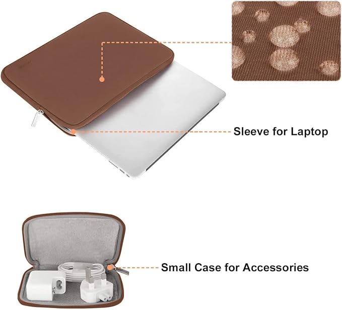 MOSISO Laptop Case 13 inch, 13 inch Laptop Sleeve with Small Case | Compatible with MacBook Neo / Air M5 M4 M3 M2 M1 2026-2018 / Pro M2 M1 2026-2016, Neoprene Computer Sleeve Bag, Caramel Brown - Image 2