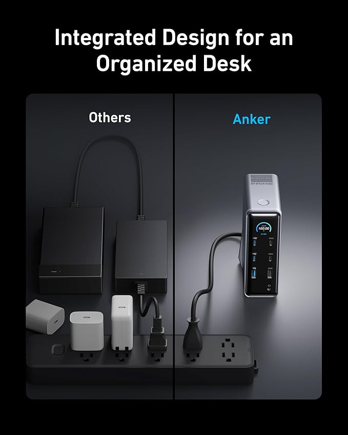 Anker Prime Docking Station, 14-in-1 Laptop Docking Station Dual Monitor | Dual 4K HDMI, 160W Max Output, 10Gbps Data Transfer, Smart Interface, Audio and Ethernet Ports for Dell, HP, Lenovo and More - Image 6