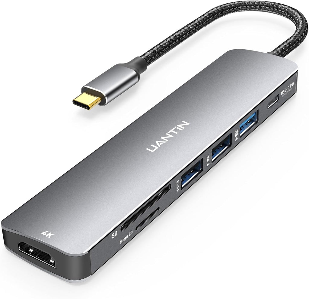 UANTIN USB C Hub, 7 in 1 Multiport Adapter for Laptop/Mac Type C Devices by UANTIN