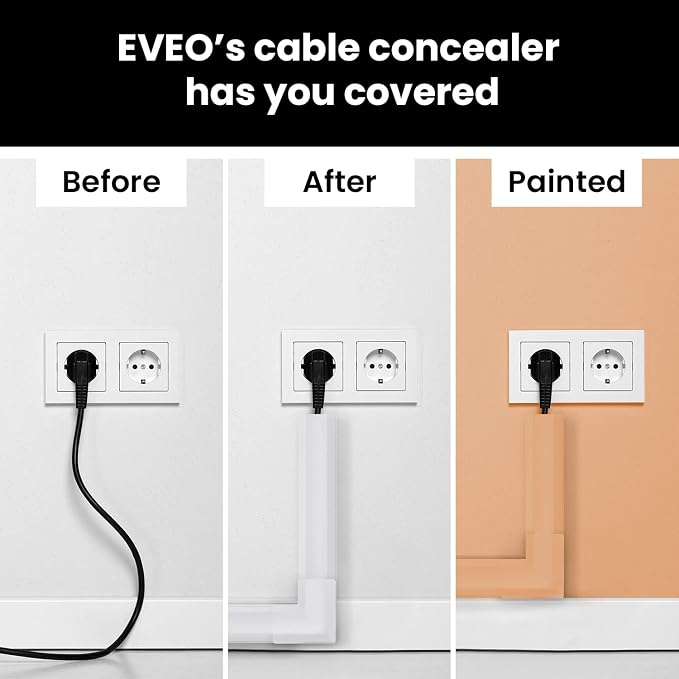Cord Covers for Wires on Wall - 150in Cable Management Cable Hider - Cord Hiders for TV On Wall - Paintable Cable Concealer - Wire Covers for Cords - 10X (L16 x W0.95 x H0.5) - Medium | Black - Image 7