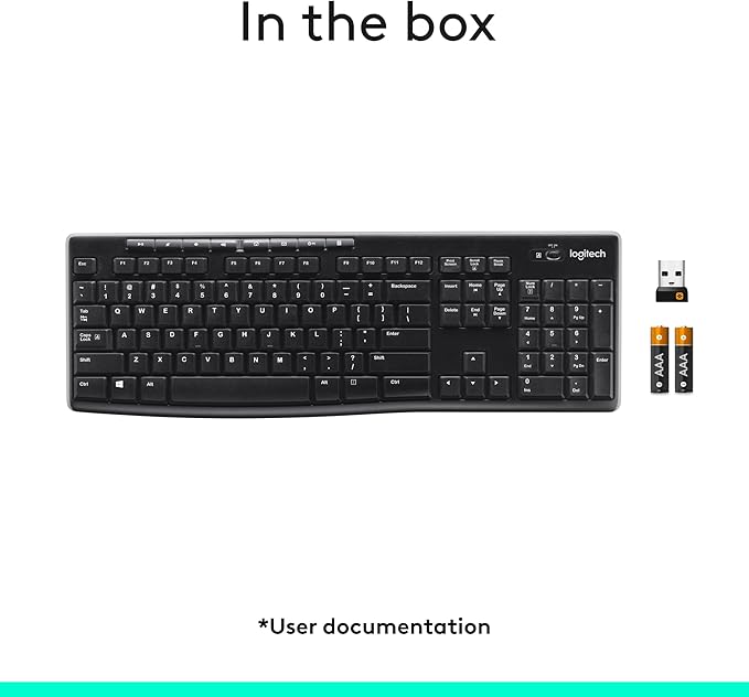 Logitech K270 Full Size Wireless Keyboard for Windows - Black | Full-size keyboard with number pad, 8 multimedia keys, includes USB-A receiver, 2-year battery, compatible with PC, laptop - Image 5