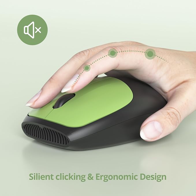 Surmen Dark Green Keyboard and Mouse Wireless Quiet, Full-Size Girly Cute Keyboard Mouse Retro Typewriter Low-Noise 2.4GHz for Computer, Desktop, Laptop (6-Black Green) - Image 5
