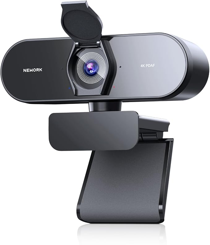 EasyCam 4K Webcam for PC - Ultra 4K HD, PDAF Autofocus, Dual Mics | Auto Light Correction, 79°FOV, Plug & Play, Privacy Cover, Computer Camera for High-End Business Meetings & Live Streaming by NEWORK