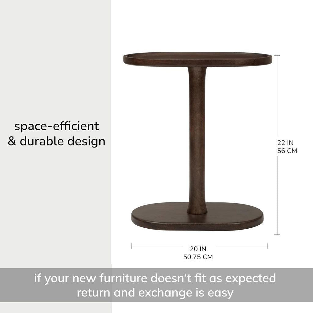 MH London Side Table - Crawford Wooden Modern C Shaped End Table - Exclusively Designed Hand Crafted Tables - End Table for Living Room, Bedroom Bedside Tables and Office - Image 2