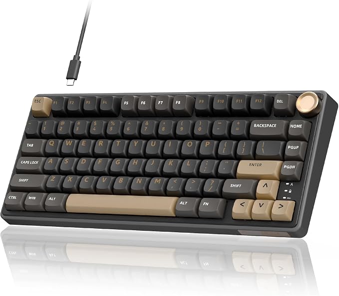 RK ROYAL KLUDGE R75 Wired Mechanical Keyboard with Volume Knob, 75% Mechanical Gaming Keyboard Gasket Mount, Hot Swappable Silver Switch, MDA Profile PBT Keycaps, Creamy Keyboards, Black by RKROYALKLUDGE