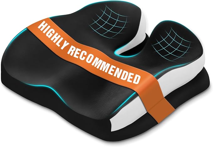 Memory Foam Ergonomic Seat Cushion for Office Chairs Pain Relief | Suitable for prolonged sitting, relieves tailbone pain, fits office chairs, wheelchairs, car seats and computer desk chairs by ZFUHWT