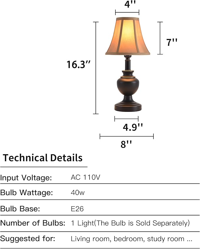 Traditional Table Lamp, Desk Lamp for Living Room with Fabric Shade - Image 2