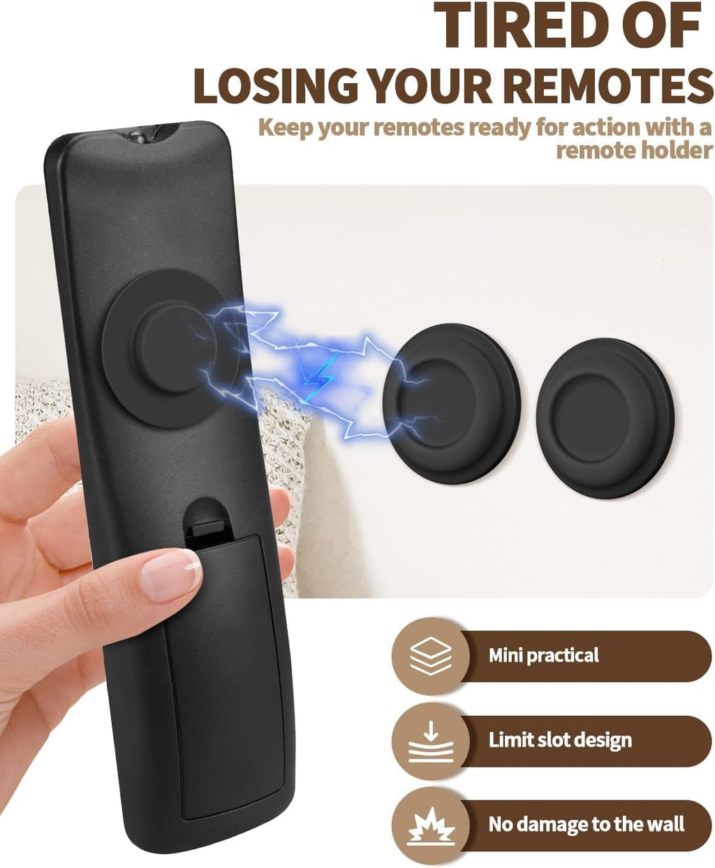 6 Pack Magnetic Remote Control Holder, Silicone, Self-Adhesive No-Drill - Image 4