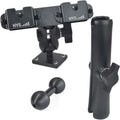 HYS Heavy Duty Drill Base Tablet Handheld CB Radio/Mic Holder Truck Mount, Aluminum 360° Adjustable 2-Stage Stand for Commercial Vehicles Car and Wall, for Handheld CB Radio&Mic with Clip/Round Knob by HYS