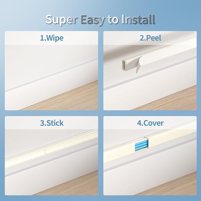 Cord Hider Kit, 70.8in Cord Covers for 2-3 Wires on Wall, Paintable Cable Hider Wire Covers for Cords on Wall, Self-Adhesive Cord Hider for Wall Mount Tv to Hide Cords, W0.94 H0.47in, Beige - Image 5