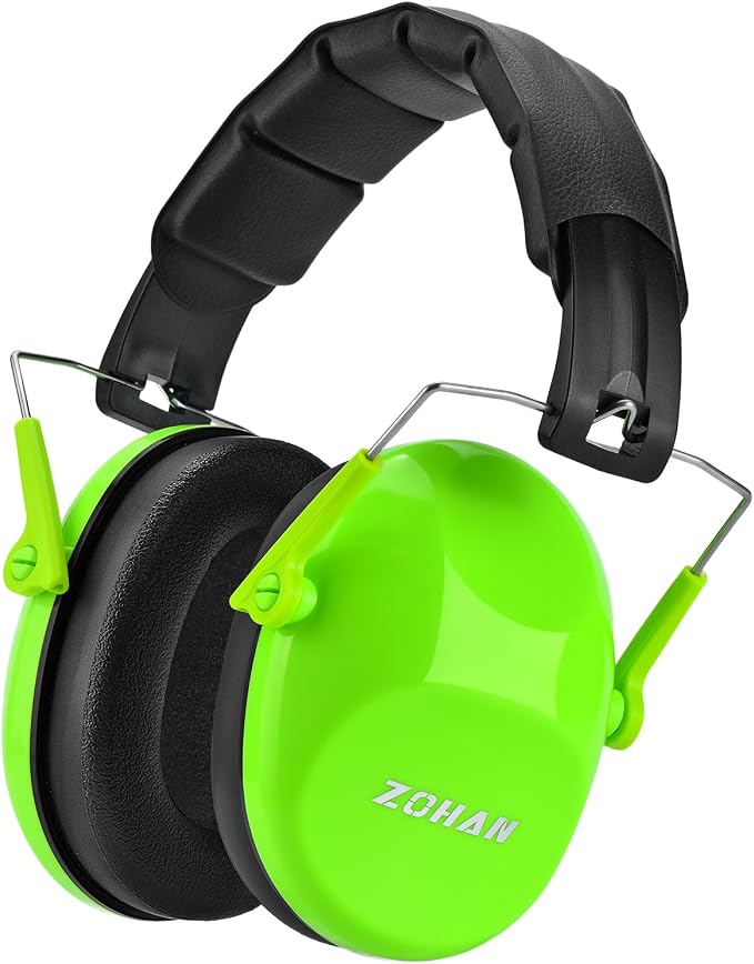 ZOHAN 032 Kids Noise Cancelling Headphones - 25dB NRR Kids Ear Protection, Hearing Protection Safety Ear Muffs for School Monster Truck Fireworks Traveling Studying Concerts Autism - Green by ZOHAN