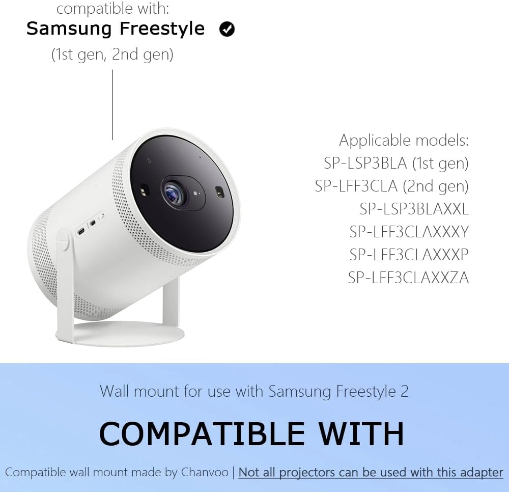Drill Free Wall Mount Compatible with Samsung Freestyle Projector Ceiling Mount, Freestyle 2 Accessories Steel Wall Mount Shelf (Black) - Image 4