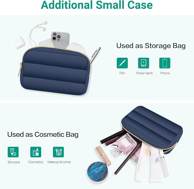 MOSISO Laptop Case 13.3 inch,13-13.3 inch Puffy Laptop Sleeve Carrying Case | Compatible with MacBook Neo/Air 13.6/Pro 13/14, HP Dell ASUS Lenovo, Polyester Horizontal Bag with Small Case,Midnight Blue - Image 8