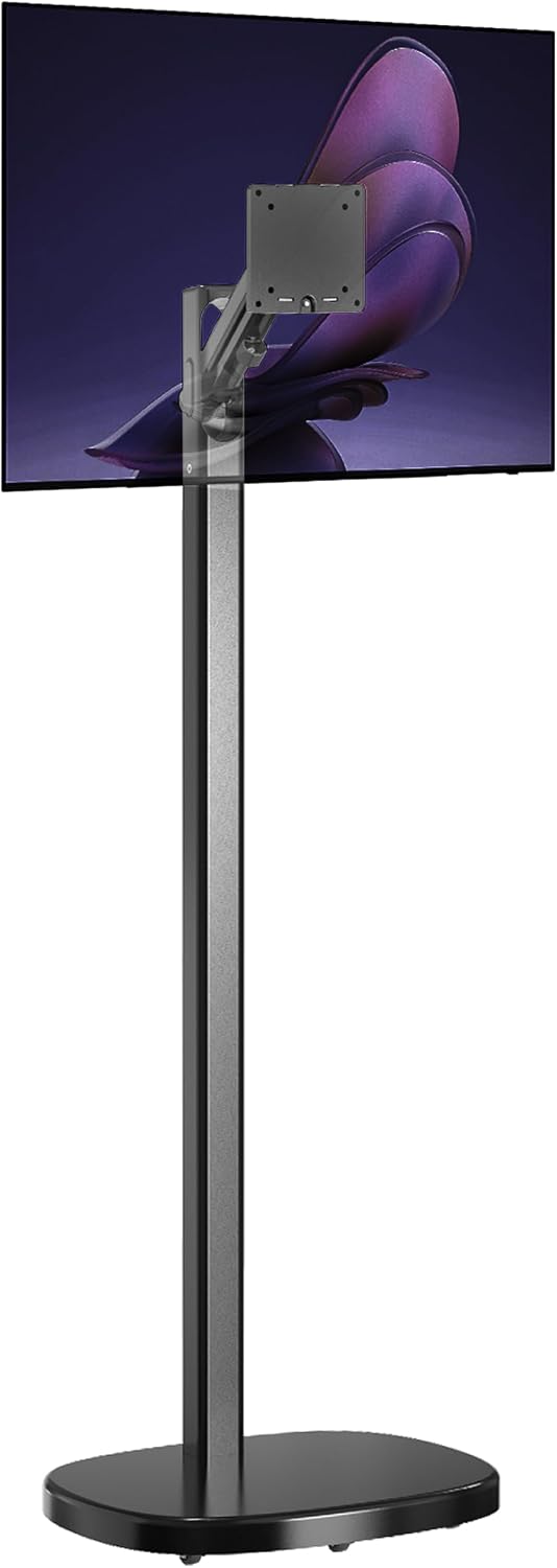 CTA Ergonomic Floor Stand for Monitors & TV’s Up to 35-inches & 22 lbs - Mobile Stand with Anti-Knockdown Base & Height Adjustable - Commercial Grade - Black - (ADD-MSADFSB) by CTA Digital