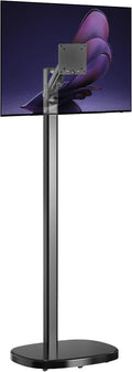 CTA Ergonomic Floor Stand for Monitors & TV’s Up to 35-inches & 22 lbs - Mobile Stand with Anti-Knockdown Base & Height Adjustable - Commercial Grade - Black - (ADD-MSADFSB) by CTA Digital