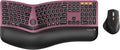 ProtoArc EKM01 Plus Wireless Ergonomic Keyboard Mouse Combo - Wine Red | Full-size Split Keyboard with Cushioned Wrist Rest, Ergonomic Mouse, 3-Device Bluetooth/2.4G, USB-C Rechargeable by ProtoArc