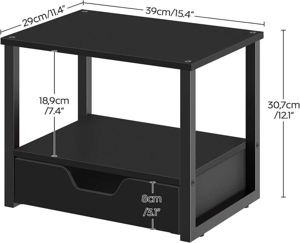 Desktop Printer Stand, 2-Tier Printer Table with Non-Woven Drawer, Multi-Purpose Desk Organizer for Home Office, Under Desk Open Organizer Shelf, Black PS01BB - Image 6