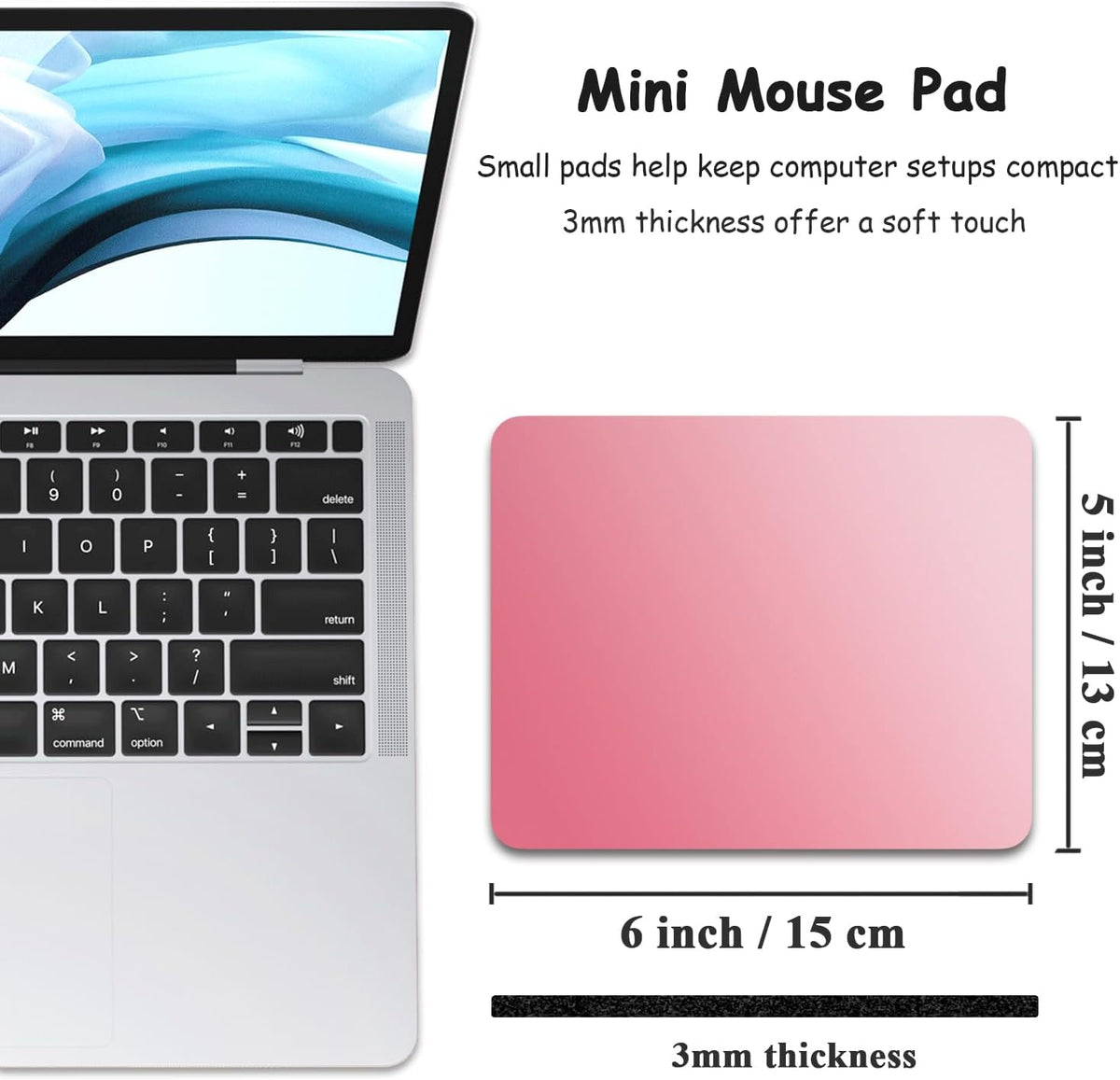 Small Mouse Pad, 5 x 6 Inch Thick Rubber Premium-Textured Non-Slip Portable & Washable Mini Mouse Mat for Women Men Wireless Laptops Keyboard Tray Gaming Work Travel,Gradient Rose - Image 2