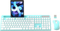 Wireless Keyboard and Mouse Combo, MARVO 2.4G Ergonomic Wireless Computer Keyboard with Phone Tablet Holder, Silent Mouse with 6 Button, Compatible with MacBook, Windows (Blue) by MARVO