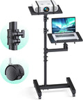 Projector Stand Tripod: 2 Shelves Mobile Laptop Cart Adjustable Height 45 to 64 Inches, Rolling Laptop Stand Cart with Ventilated Tray, Projector Tripod Stand on Wheels for Couch, Bedside, Meeting by Wphold