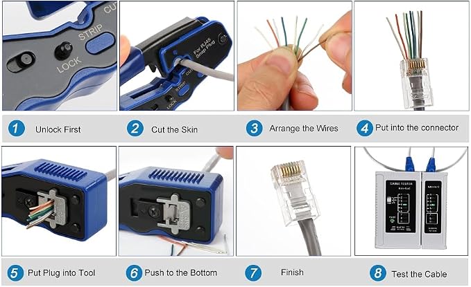RJ45 Crimp Tool Kit Pass Through Ethernet Crimping Tool Kit(K09) - Image 7
