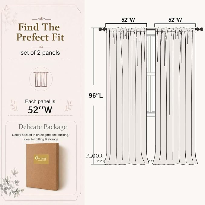 Sage Green Sheer Curtains 96 Inches Long 2 Panels for Bedroom 52" W | Elegant Airy Sheer Curtain for Living Room, Light Filtering Window Treatments, Rod Pocket, 2pcs Each 52" Width x 96" Long - Image 4