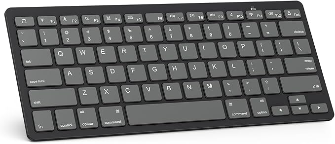 OMOTON Ultra-Slim Bluetooth Keyboard for iPad,iPad Pro/Air/Mini,iPhone | Stable Wireless iOS Keyboard with 12 Multimedia Keys, Portable for Office, Business, Travel, School, Graphite Black & Gray by OMOTON