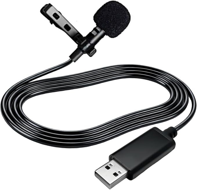 USB Type-A Microphone Lavalier Lapel Clip on Mic with 6.7ft Cable for Laptop Computer PC, Streaming Conferencing,Interview, Singing, Skype, MSN, Audio Video Recording,Clear & Natural Sound,Black by NewTH