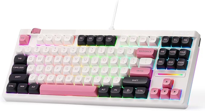 Redragon K729 80% Wired Gasket RGB Gaming Keyboard, 87 Keys TKL Mechanical Keyboard w/Knob Control, Mix-Color PBT Keycaps, Hot-Swap South-Facing Socket & 5-Layer Dampener, Custom Linear Switch by REDRAGON