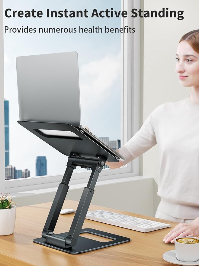 tounee Laptop Stand for Desk Adjustable Height, Telescopic Computer Stand with Pull Out Design Ergonomic Laptop Riser Fits All Laptops 10-17"-Gray - Image 7