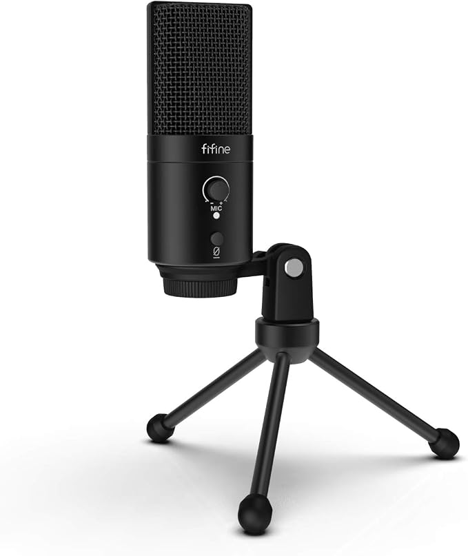FIFINE K683A USB Desktop PC Microphone for Recording Streaming | Studio Condenser Mic, Gain Knob, Mute Button, Headphone Jack, Extra USB-C Plug, Pop Filter for Computer and Mac - Image 9