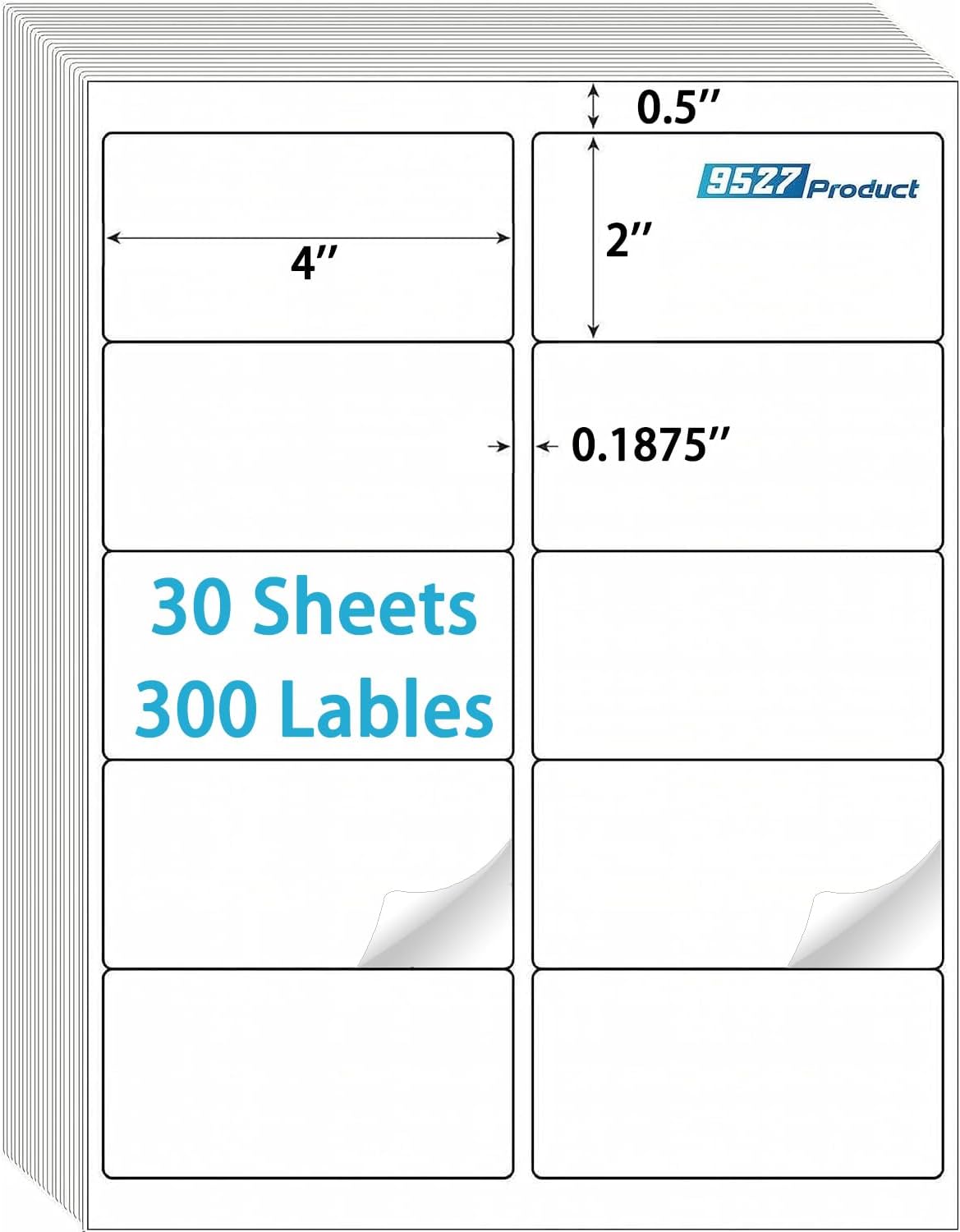 9527 Product 2x4 inch Shipping Labels, 300 Labels per Pack, Laser/Inkjet Compatible, Self-Adhesive by 9527 Product