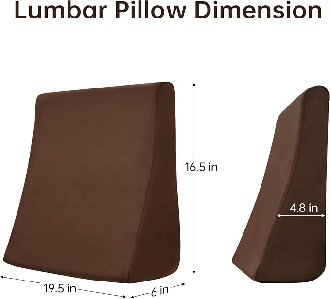 Vekkia Lumbar Support Pillow for Recliner, Ergonomic Back Support for Couch | Backrest Pillow, Improve Posture, Relieve Back Pain for Long Sitting & Elderly, for Armchair & Sofa, Removable Cover,Brown - Image 5