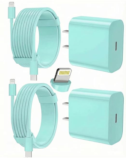 iPhone Charger Fast Charging, USB C Charger Block, 6FT/10FT Lightning Cable | For Apple iPhone 14/13/12/11 Series, 2-Pack USB C to Lightning Cables, AirPods with Lightning Charging Case,Green by Unknown