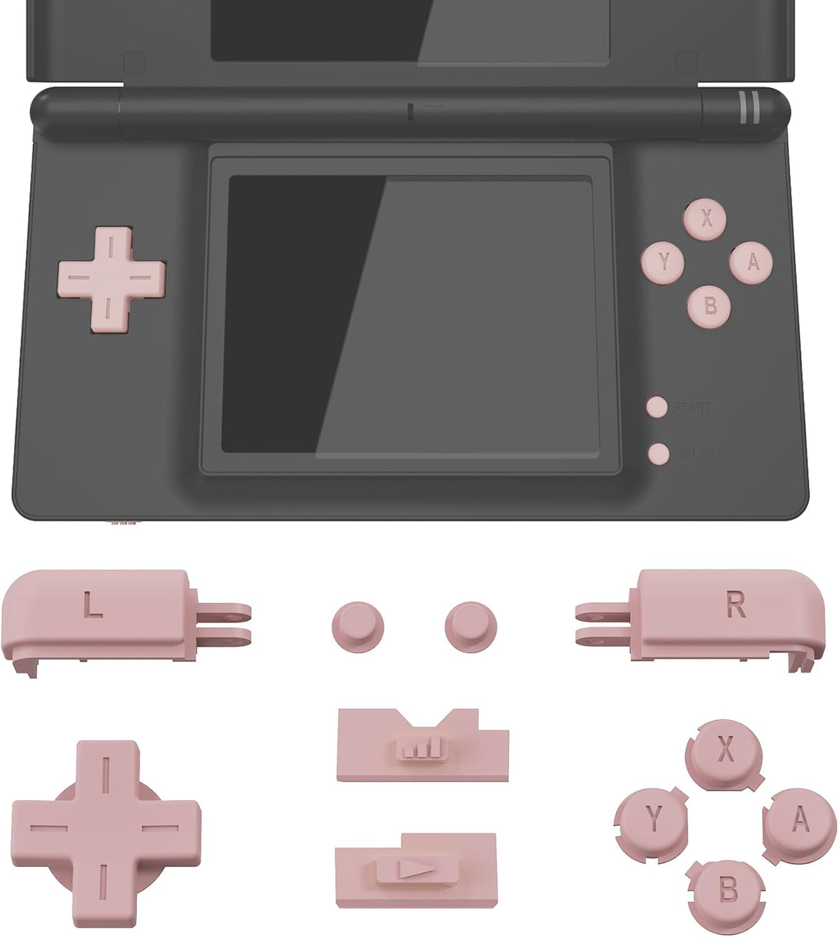 eXtremeRate Cherry Blossoms Pink Replacement Full Set Buttons for Nintendo DS Lite Handheld Console, Custom D-pad A B X Y Start Select R L Power Volume Keys for Nintendo DS Lite NDSL - Console Without by eXtremeRate