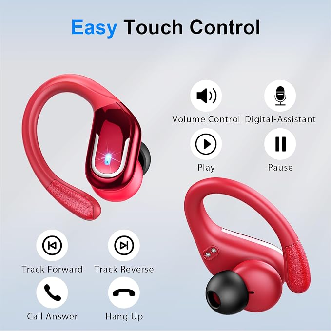 Wireless Earbud, 75Hrs Bluetooth 5.4 Headphones IP7 Waterproof for Sport, Running Wireless Earphones with ENC Noise Canceling Mics, Deep Bass Over Ear bud with Earhooks for Android, iOS, Workout, Gym - Image 6