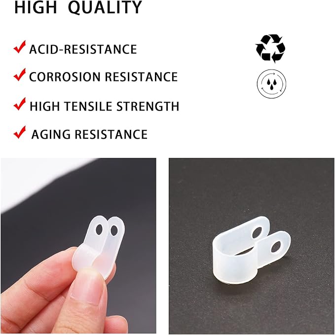 mankk 50PCS 1/2 Inch Rope Light Clips P-Style Mounting Clips Plastic Cable Clamps with Compatible Stainless Steel Pan Head Phillips Screws for Wire Management M-030-W-LS - Image 6