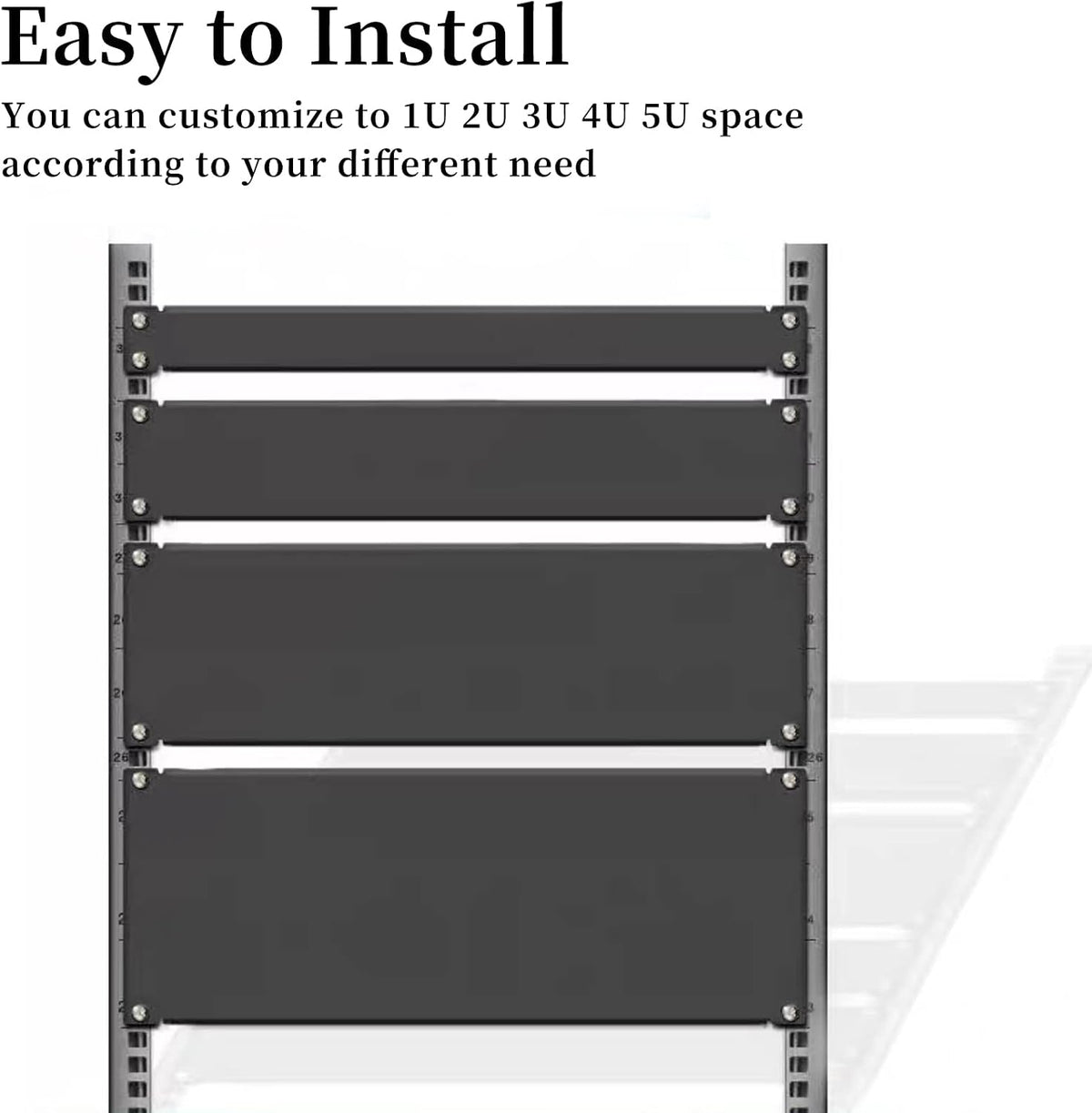 1U Blank Panel Rack Mount Spacer Filler Panel 19" Black Rack Blanking Blind Panel for Server Network Rack Enclosure Or Cabinet-5pcs (1U-5PCs) (Pack of 2) - Image 3